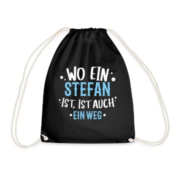 wo ein Stephan ist, ist ein Weg / Geburtstag Name - Turnbeutel - Schwarz - Vorne