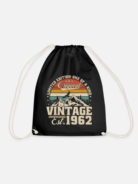Jahrgang 1962 Vintage Retro Geburtstag Geschenk - Turnbeutel - Schwarz