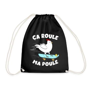Poule Et Planche A Roulettes Humour Jardin Poules - Sac de sport léger - noir - Devant