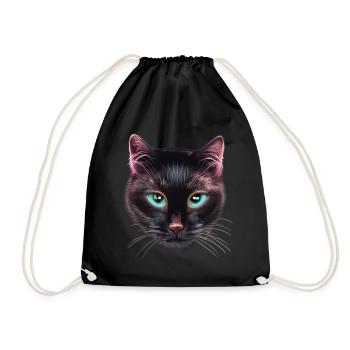 Black Cat not happy with blue eyes - Drawstring Bag - black - Front