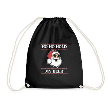 HoHoHold my beer - Drawstring Bag - black - Front