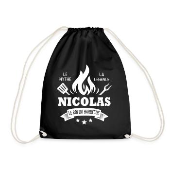 Nicolas barbecue Cadeau Humour personnalilé - Sac de sport léger - noir - Devant