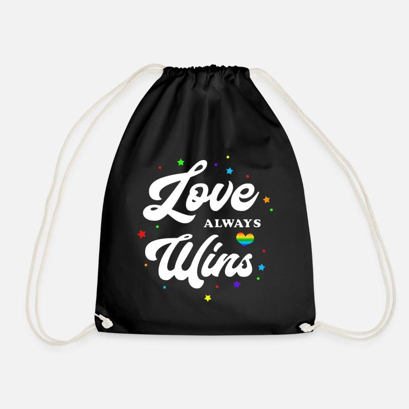 Love Always Wins - Drawstring Bag - black