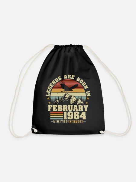 Februar 1964 Jahrgang Geburtstag Geschenk - Turnbeutel - Schwarz