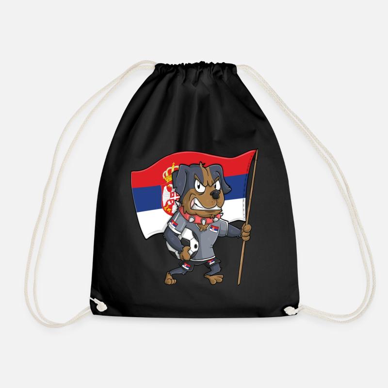 Serbia Fan Dog - Drawstring Bag - black