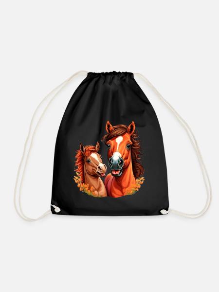 Pferdeshirt Pferd Reiten Fohlen Stall Mädchen - Turnbeutel - Schwarz