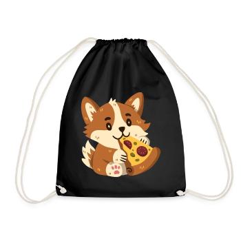 Corgi à la pizza - Sac de sport léger - noir - Devant