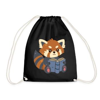 Panda roux lisant un livre - Sac de sport léger - noir - Devant