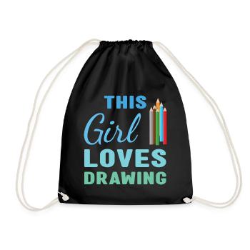 Tiroir Cette fille aime dessiner - Sac de sport léger - noir - Devant