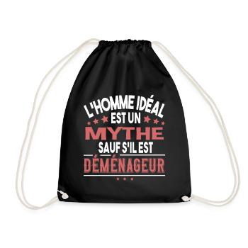 Homme déménageur Cadeau déménagement meuble camion - Sac de sport léger - noir - Devant