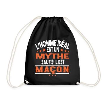 Maçon homme. Cadeau métier Bâtiment brique ouvrier - Sac de sport léger - noir - Devant