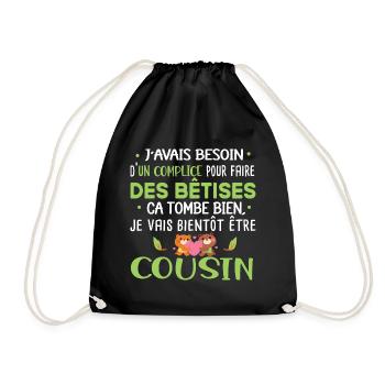 Futur cousin Cadeau naissance bébé Humour - Sac de sport léger - noir - Devant