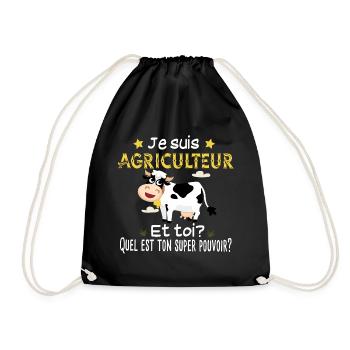 Agriculteur agriculture ferme paysan vache - Sac de sport léger - noir - Devant