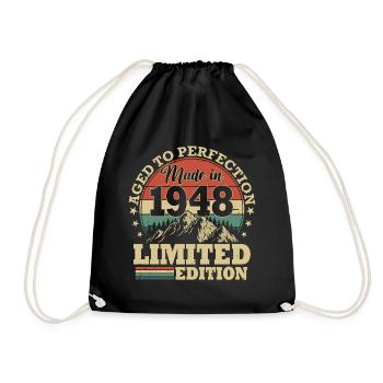 1948 born vintage birthday gift - Drawstring Bag - black - Front