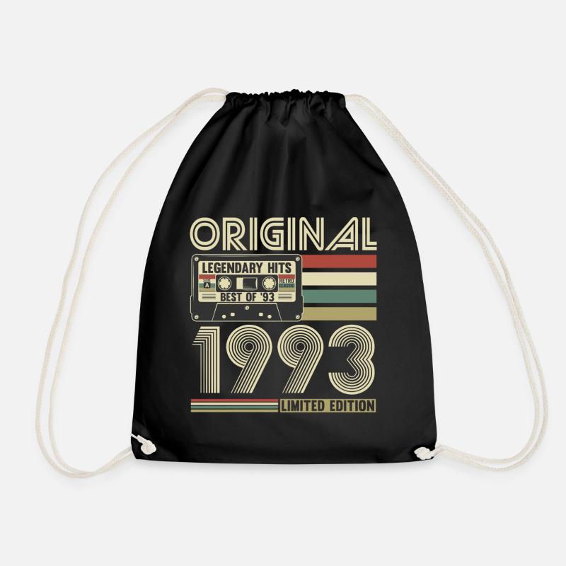 Original 1993 Vintage vintage birthday retro - Drawstring Bag - black