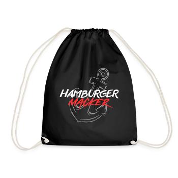HAMBURGER MACKER Die Kult Marke aus Hamburg - Turnbeutel - Schwarz - Vorne