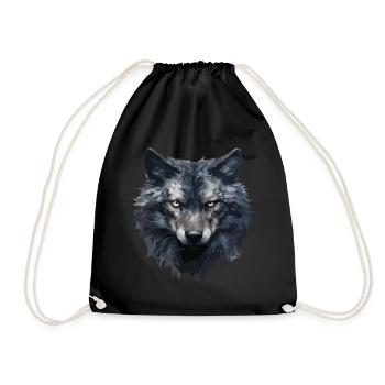 Cool Wolf Design - Drawstring Bag - black - Front