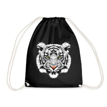 White Tiger Polygon Wild Gift - Drawstring Bag - black - Front