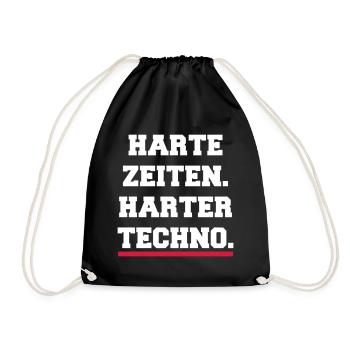Harte Zeiten harter Techno 2021 Rave Festival - Turnbeutel - Schwarz - Vorne