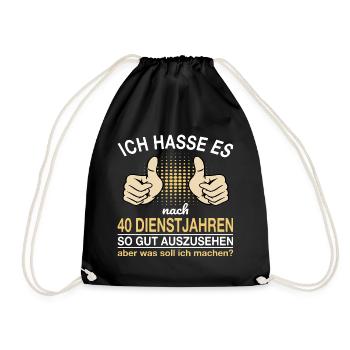 40 Jähriges Dienstjubiläum Lustiger Spruch - Turnbeutel - Schwarz - Vorne