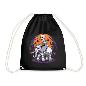 Skeleton riding an elephant on Halloween - Drawstring Bag - black - Front