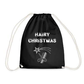 Hairy Christmas - Friseur Weihnachten Frisur - Turnbeutel - Schwarz - Vorne
