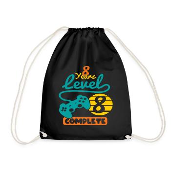 8. Geburtstag 8 Jahre Level 8 Complete Geschenk - Turnbeutel - Schwarz - Vorne
