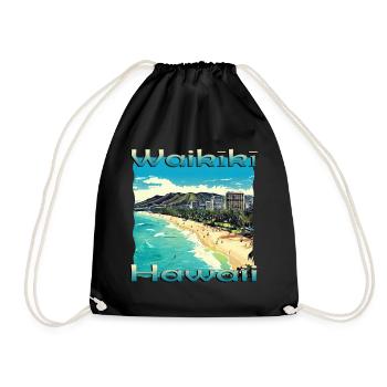Hawaii Waikiki Beach O'ahu Honolulu Design - Turnbeutel - Schwarz - Vorne