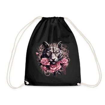 Roi Tigre avec des Roses roses - Sac de sport léger - noir - Devant