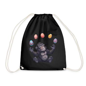 Ostern Gorilla Jongleur mit Eiern - Turnbeutel - Schwarz - Vorne