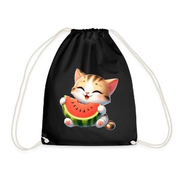 Melon Chat Pastèque Drôle Fruité - Sac de sport léger - noir - Devant