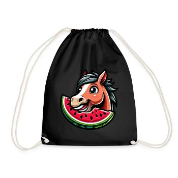 Cheval mignon avec des fruits d’été au melon - Sac de sport léger - noir - Devant