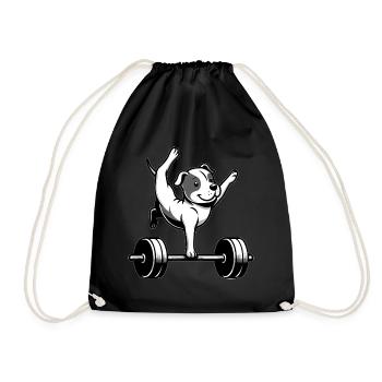 Pitbull Hund Hantel Workout Balancieren Handstand - Turnbeutel - Schwarz - Vorne