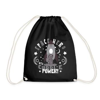 Astronaut with teddy bear - Drawstring Bag - black - Front
