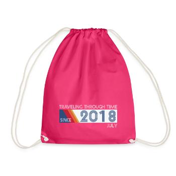 Funny Time Travel Birthday Design July 2018 - Drawstring Bag - fuchsia - Front