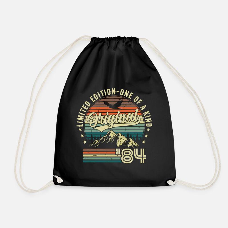 1984 Vintage Born Vintage Retro Birthday - Drawstring Bag - black