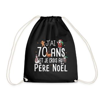 70 Ans Anniversaire Cadeau Père Noël Humour - Sac de sport léger - noir - Devant