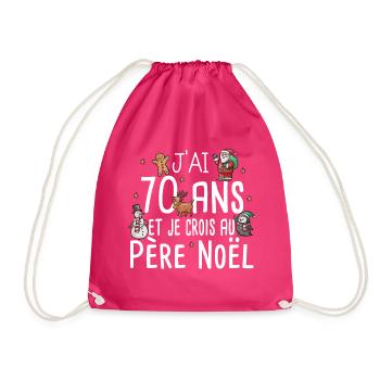 70 Ans Anniversaire Cadeau Père Noël Humour - Sac de sport léger - fuchsia - Devant