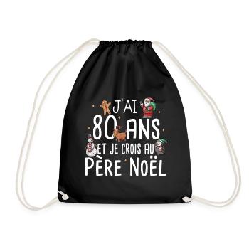 80 Ans Anniversaire Cadeau Père Noël Humour - Sac de sport léger - noir - Devant