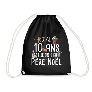 10 Ans Anniversaire Cadeau Père Noël Humour Enfant - Sac de sport léger - noir - Devant
