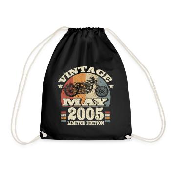 Born in May 2005 - 18 years old - Drawstring Bag - black - Front