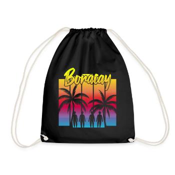 Familien Sonnenuntergang in Boracay - Turnbeutel - Schwarz - Vorne