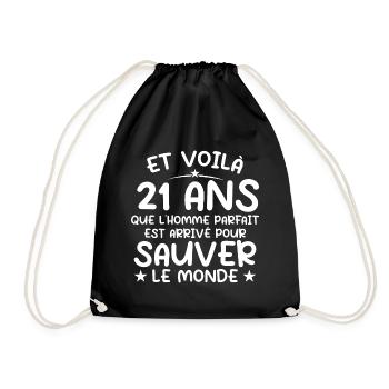 21 Year Old Gift 21 Year Old Original Gift Man 21 Year Old - Drawstring Bag - black - Front