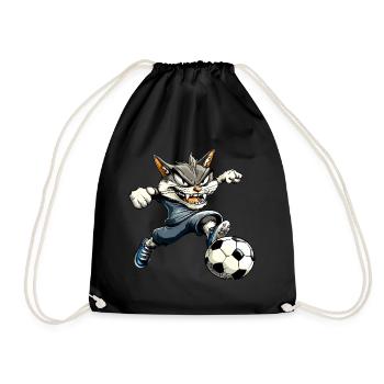 Fussballer Katze - Turnbeutel - Schwarz - Vorne