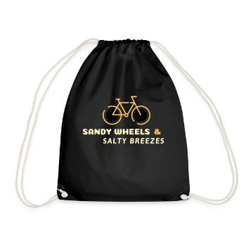 Sandy Wheels & Salty Breezes: Beach Bicycle T-Shir - Drawstring Bag - black - Front