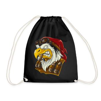 Eagle eagle head - Drawstring Bag - black - Front