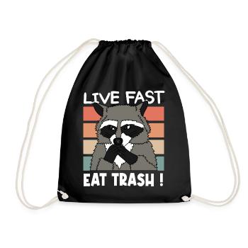 WASCHBÄR RACOON EAT TRASH Weihnachten Geschenk - Turnbeutel - Schwarz - Vorne