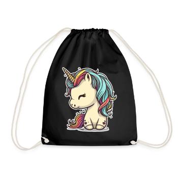 Licorne colorée douce mignonne bande dessinée bande dessinée - Sac de sport léger - noir - Devant