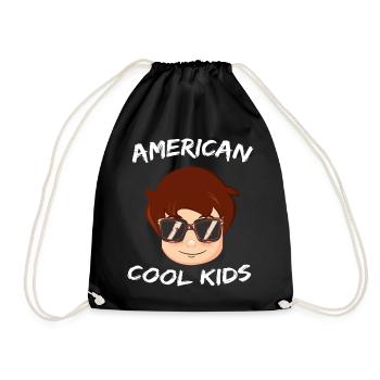 American cool Kids, children from the USA - Drawstring Bag - black - Front