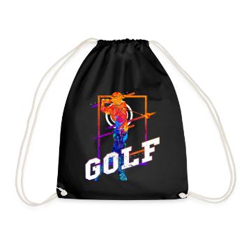 Golf Golfen Golfspieler Sport Hobby Club Vintage - Turnbeutel - Schwarz - Vorne